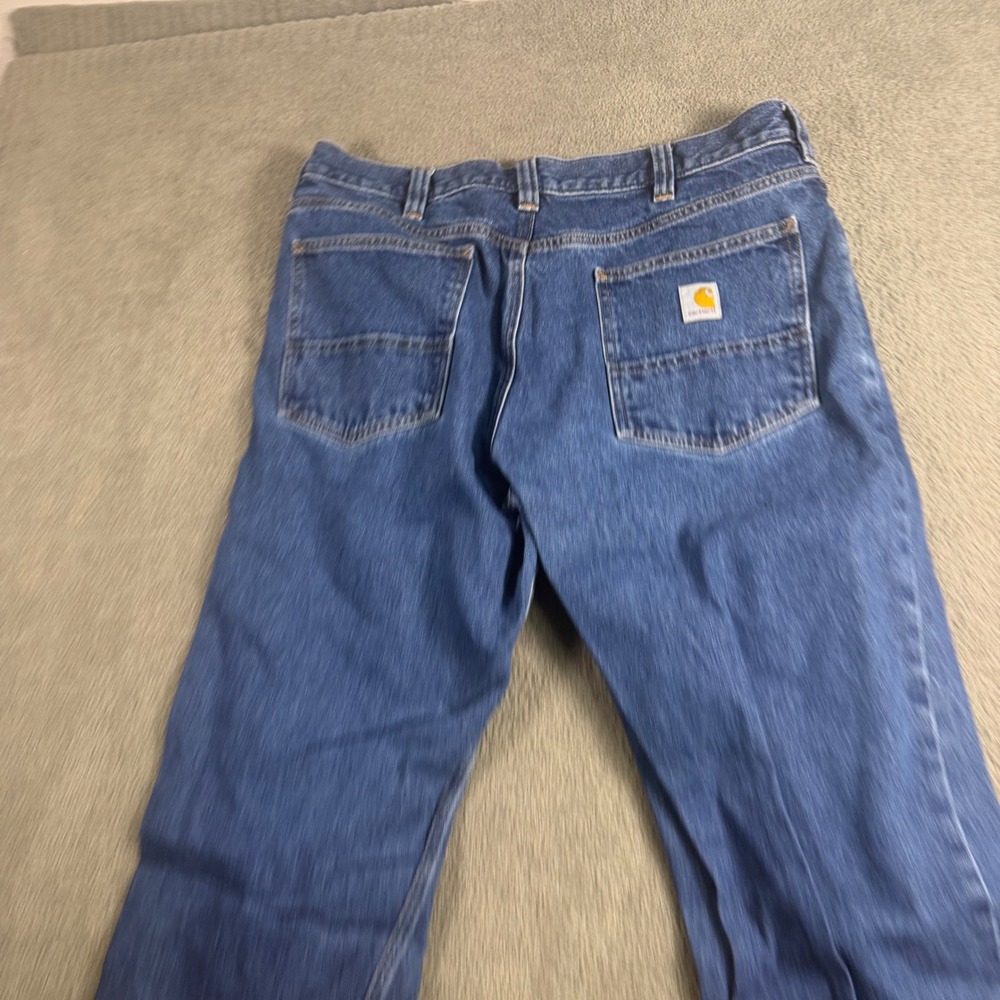 Carhartt Mens Relaxed Fit Blue Denim Work Jeans 36x34 Straight Leg 5-Pocket
